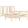 Bed frame with solid wood headboard 120x200 cm by vidaXL, Beds and slatted bases - Ref: Foro24-3194241, Price: 114,68 €, Disc...