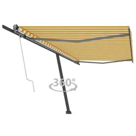 Toldo de pie automático amarillo y blanco 500x300 cm de , Toldos - Ref: Foro24-3069788, Precio: 577,59 €, Descuento: %