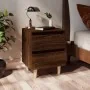 Mesita de noche patas de madera maciza roble ahumado 40x35x50cm de , Mesitas de noche - Ref: Foro24-813126, Precio: 43,21 €, ...