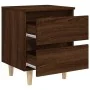 Mesita de noche patas de madera maciza roble ahumado 40x35x50cm de , Mesitas de noche - Ref: Foro24-813126, Precio: 43,21 €, ...