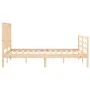 Bed frame with solid wood headboard 120x200 cm by vidaXL, Beds and slatted bases - Ref: Foro24-3194241, Price: 114,68 €, Disc...