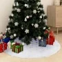 Falda del árbol de Navidad de lujo blanca 90 cm cuero sintético de , Cubrepié del árbol de Navidad - Ref: Foro24-330272, Prec...