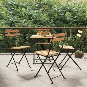 Sillas cafetería plegables 4 uds acero y madera maciza de teca de , Sillas de jardín - Ref: Foro24-319980, Precio: 164,02 €, ...