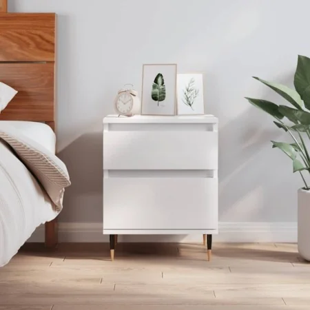 Mesita de noche madera contrachapada blanco brillo 40x35x50 cm de , Mesitas de noche - Ref: Foro24-830656, Precio: 46,26 €, D...