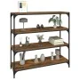 Estantería contrachapada y acero roble ahumado 100x33x100 cm de , Librerías y estanterías - Ref: Foro24-819359, Precio: 79,28...