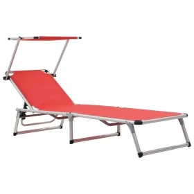 Tumbona plegable con techo aluminio y textileno roja de , Tumbonas - Ref: Foro24-44334, Precio: 83,96 €, Descuento: %