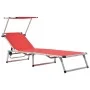 Tumbona plegable con techo aluminio y textileno roja de , Tumbonas - Ref: Foro24-44334, Precio: 83,96 €, Descuento: %