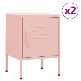 Mesitas de noche 2 uds rosa acero 35x35x51 cm de , Mesitas de noche - Ref: Foro24-3095209, Precio: 144,91 €, Descuento: %