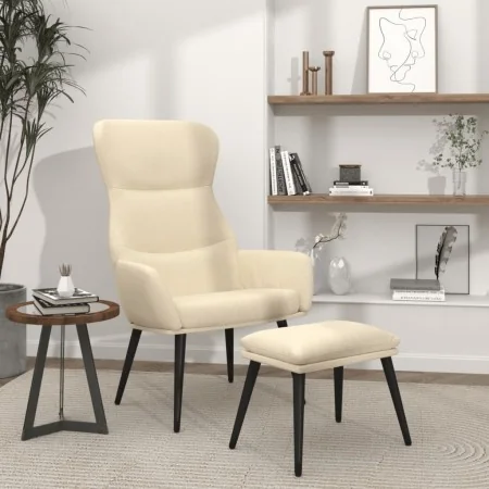 Sillón de relax con reposapiés de tela color crema de , Sillones - Ref: Foro24-3097431, Precio: 120,32 €, Descuento: %