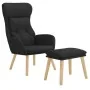 Sillón de relax con taburete tela negro de , Sillones - Ref: Foro24-3097756, Precio: 143,23 €, Descuento: %