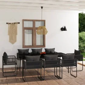 Juego de comedor de jardín 9 piezas negro by , Garden sets - Ref: Foro24-3099088, Price: 794,75 €, Discount: %