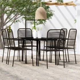 Juego de comedor de jardín 7 piezas negro de , Conjuntos de jardín - Ref: Foro24-3099146, Precio: 418,01 €, Descuento: %