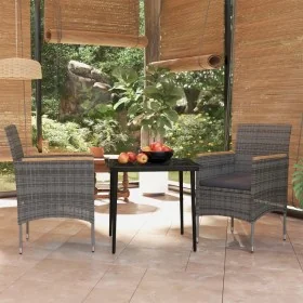 Juego de comedor de jardín 3 piezas con cojines gris y negro de , Conjuntos de jardín - Ref: Foro24-3099347, Precio: 249,45 €...