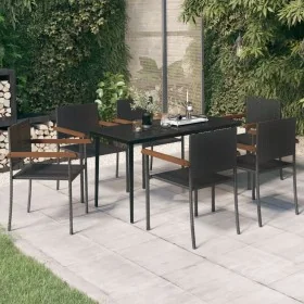 Juego de comedor para jardín 7 piezas negro de , Conjuntos de jardín - Ref: Foro24-3099422, Precio: 435,41 €, Descuento: %