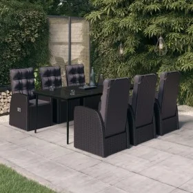 Juego de comedor de jardín 7 piezas con cojines negro de , Conjuntos de jardín - Ref: Foro24-3099495, Precio: 1,00 €, Descuen...