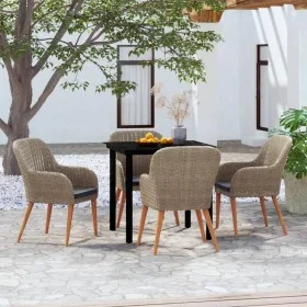 Juego de comedor de jardín 5 piezas con cojines marrón de , Conjuntos de jardín - Ref: Foro24-3099512, Precio: 537,76 €, Desc...