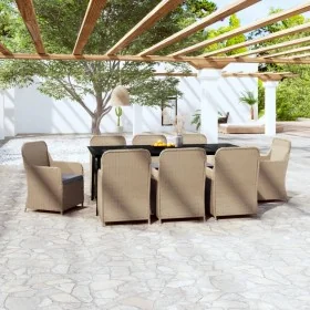 Juego de comedor de jardín 9 piezas y cojines marrón de , Conjuntos de jardín - Ref: Foro24-3099552, Precio: 1,00 €, Descuent...