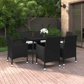 Set comedor de jardín 7 pzas y cojines ratán sintético y vidrio de , Conjuntos de jardín - Ref: Foro24-3099730, Precio: 493,4...
