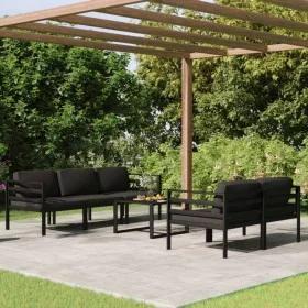 Set muebles de jardín 6 pzas y cojines aluminio gris antracita de , Conjuntos de jardín - Ref: Foro24-3107804, Precio: 825,85...