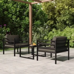 Set muebles de jardín 3 pzas y cojines aluminio gris antracita de , Conjuntos de jardín - Ref: Foro24-3107780, Precio: 531,53...