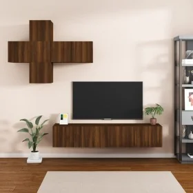 Set de muebles de TV 7 pzas madera contrachapada marrón roble by , TV Furniture - Ref: Foro24-3114509, Price: 191,33 €, Disco...