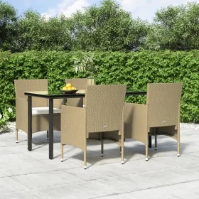 Juego de comedor de jardín 5 piezas con cojines beige y negro de , Conjuntos de jardín - Ref: Foro24-3156608, Precio: 407,60 ...