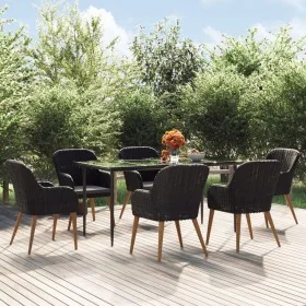 Juego de comedor de jardín 7 piezas con cojines negro de , Conjuntos de jardín - Ref: Foro24-3156727, Precio: 730,73 €, Descu...