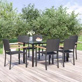 Juego de comedor de jardín 7 piezas ratán sintético negro von , Gartensets - Ref: Foro24-3156681, Preis: 471,73 €, Rabatt: %