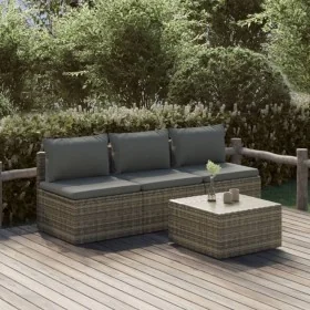 Set de muebles de jardín 4 pzas y cojines ratán sintético gris by , Garden sets - Ref: Foro24-3157368, Price: 352,44 €, Disco...
