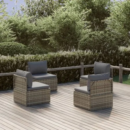 Sofás centrales de jardín 4 uds ratán PE gris 57x57x56 cm de , Conjuntos de jardín - Ref: Foro24-3157503, Precio: 343,31 €, D...