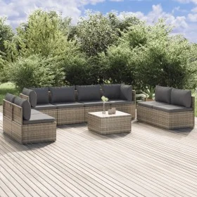 Set de muebles de jardín 9 pzas y cojines ratán sintético gris von , Gartensets - Ref: Foro24-3157382, Preis: 832,89 €, Rabat...