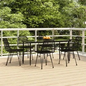 Juego de comedor de jardín 7 piezas ratán sintético negro de , Conjuntos de jardín - Ref: Foro24-3157884, Precio: 558,17 €, D...
