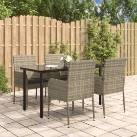 Set comedor jardín 5 pzas y cojines ratán sintético negro gris de , Conjuntos de jardín - Ref: Foro24-3185163, Precio: 339,84...