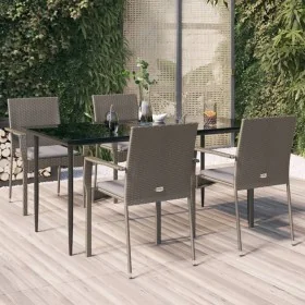 Set comedor jardín 5 pzas y cojines ratán sintético negro gris de , Conjuntos de jardín - Ref: Foro24-3185128, Precio: 380,68...