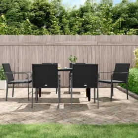 Juego comedor jardín 7 piezas y cojines ratán sintético y acero de , Conjuntos de jardín - Ref: Foro24-3186960, Precio: 428,2...