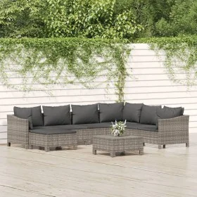 Set de muebles de jardín 8 pzas y cojines ratán sintético gris de , Conjuntos de jardín - Ref: Foro24-3187297, Precio: 616,40...