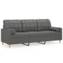 Sofá de 3 plazas con cojines tela gris oscuro 180 cm de , Sofás - Ref: Foro24-3200791, Precio: 318,30 €, Descuento: -5%%