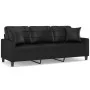 Sofá de 3 plazas con cojines cuero sintético negro 180 cm | Foru.es | Tu tienda online para hogar, jardín y más Foro24.es