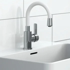 EISL Grifo monomando de lavabo FLEXO blanco cromado de , Grifos - Ref: Foro24-446452, Precio: 85,10 €, Descuento: %