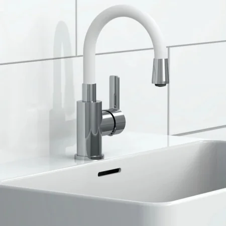 EISL Grifo monomando de lavabo FLEXO blanco cromado de , Grifos - Ref: Foro24-446452, Precio: 85,10 €, Descuento: %