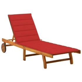 Tumbona de jardín con cojín madera maciza de acacia by , Loungers - Ref: Foro24-3061350, Price: 208,76 €, Discount: %