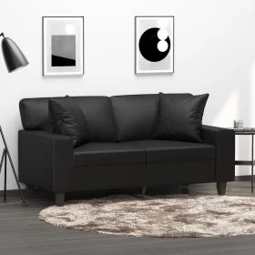 Cojines decorativos 2 uds cuero sintético negro