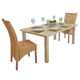 Sillas de comedor 2 unidades ratán natural marrón de , Sillas de comedor - Ref: Foro24-243235, Precio: 193,20 €, Descuento: -5%%