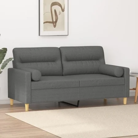 Sofá de 2 plazas con cojines tela gris oscuro 140 cm de , Sofás - Ref: Foro24-3200822, Precio: 224,52 €, Descuento: %