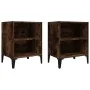Mesitas de noche 2 uds patas de metal roble ahumado 40x30x50 cm de , Mesitas de noche - Ref: Foro24-813105, Precio: 43,16 €, ...