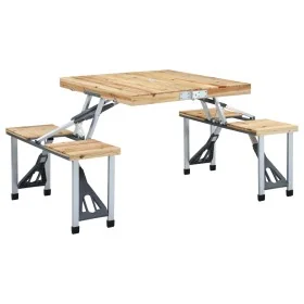 Mesa de camping plegable con 4 asientos acero aluminio de , Mobiliario de camping - Ref: Foro24-47687, Precio: 117,45 €, Desc...