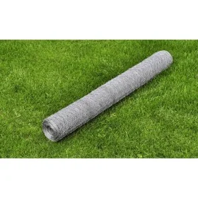 Malla de alambre de acero galvanizado plateada 25x0,5 m by , fence panels - Ref: Foro24-140417, Price: 19,26 €, Discount: -5%%