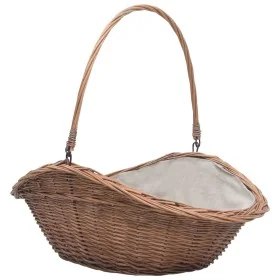 Cesta para leña con asa sauce natural 60x44x55 cm de , Bolsas y soportes de leña - Ref: Foro24-286988, Precio: 60,60 €, Descu...