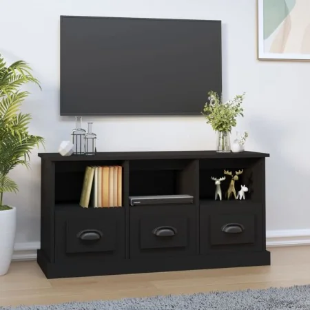 Mueble de TV madera contrachapada negro 100x35x50 cm de , Muebles TV - Ref: Foro24-816289, Precio: 85,92 €, Descuento: %