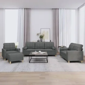 Juego de sofás con cojines 4 piezas tela gris oscuro von , Sofas - Ref: Foro24-3201267, Preis: 711,43 €, Rabatt: %
